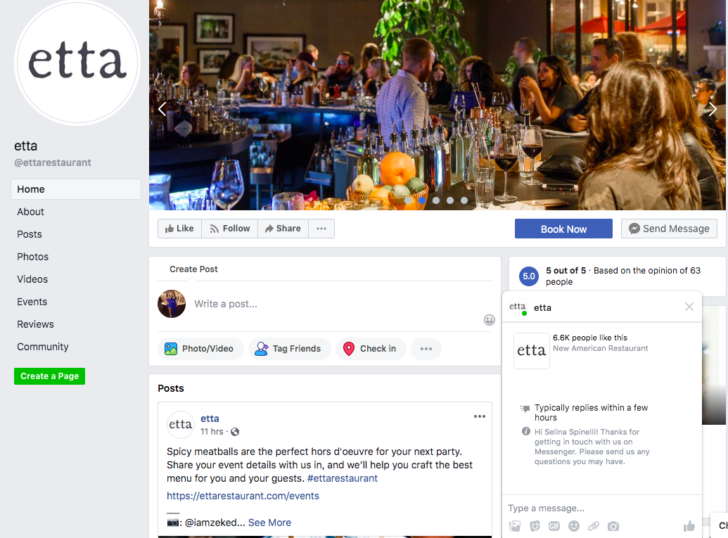 Etta Facebook Marketing Example