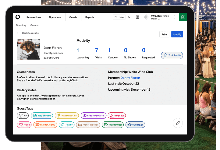 tock profile and customer preferences