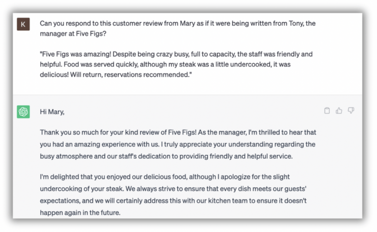 customer response using chatgpt 