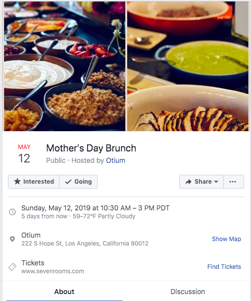 Otium Example of Brunch on Facebook for Restaurants