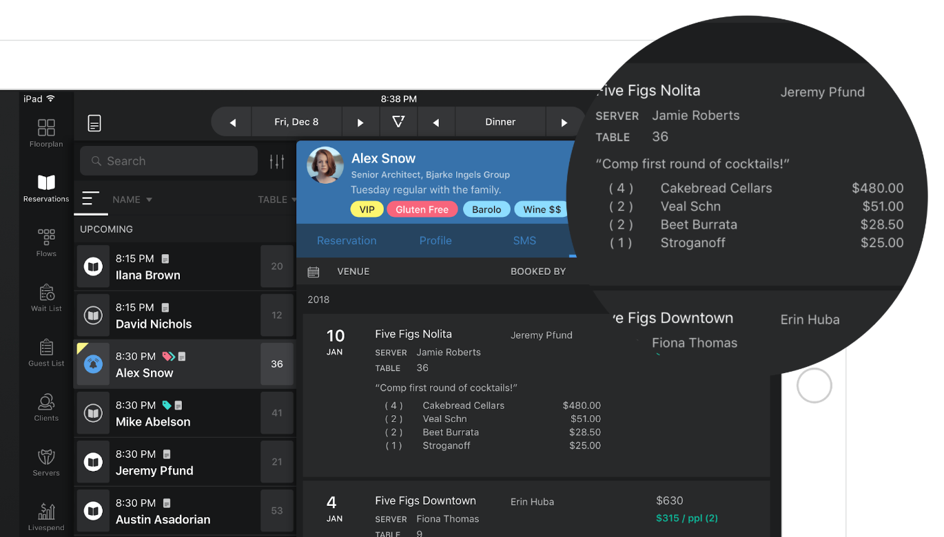 SevenRooms POS integration on ipad