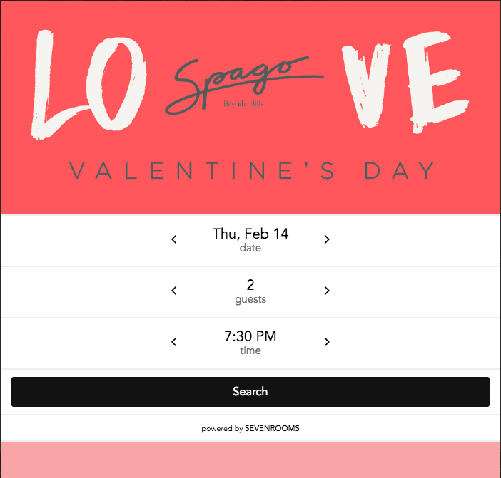 spago restaurant valentine's day reservation page