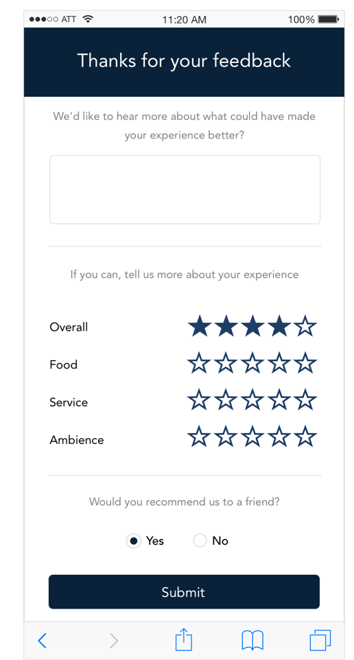 sevenrooms feedback emails star rating